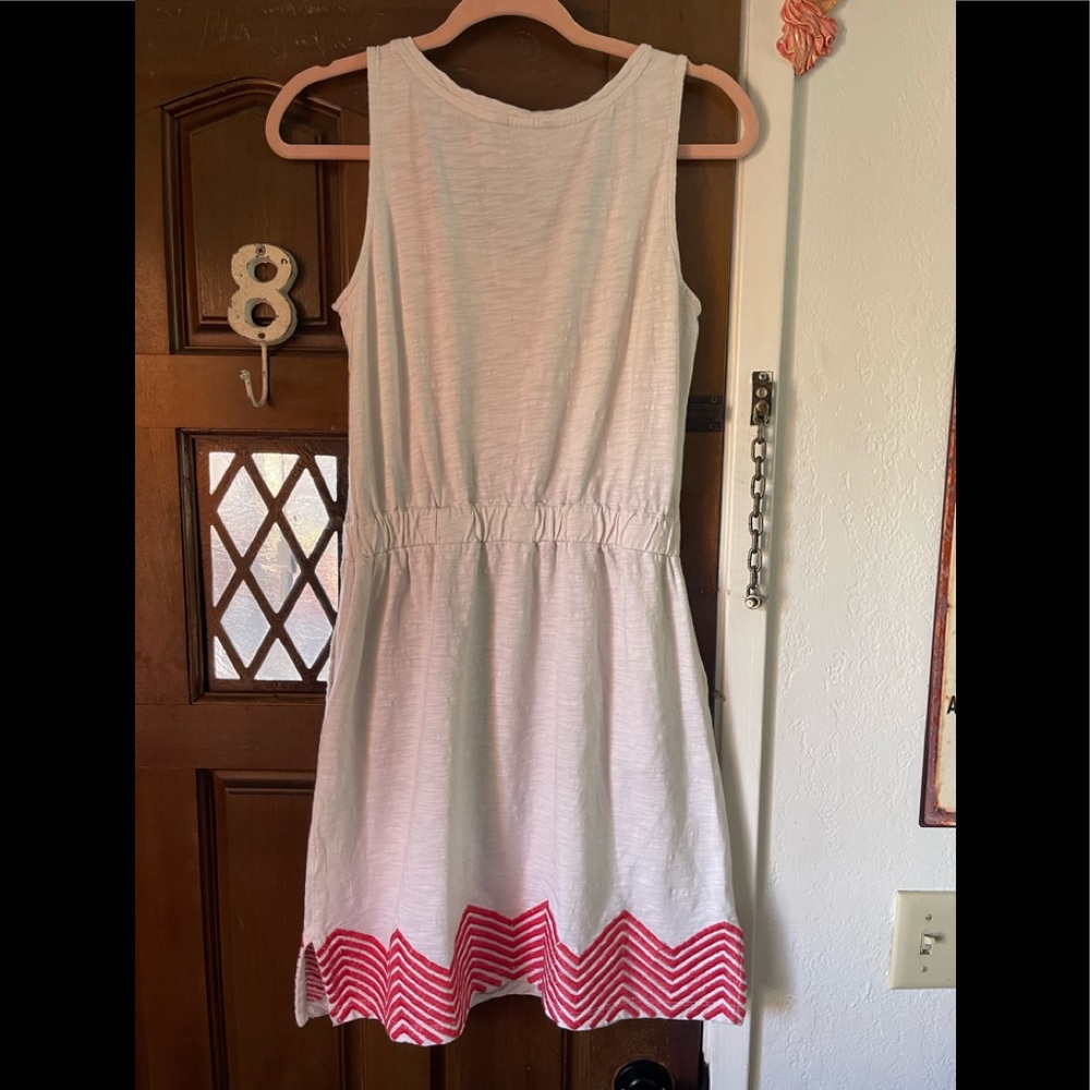Tommy Hilfiger off white embroidered cotton sleeveless dress with side pockets - Picture 2 of 5